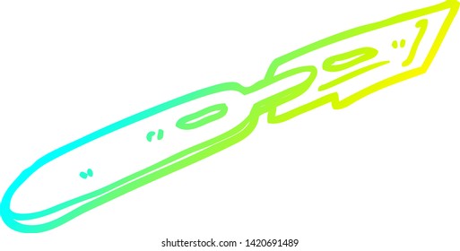 dibujo de línea de degradado frío de una hoja de cirujano de dibujos animados