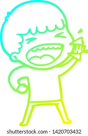 dibujo en línea de gradiente frío de un caricaturista
