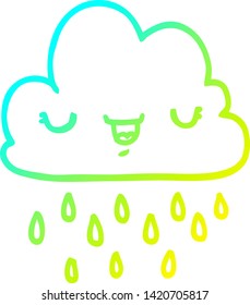 kalte Farbverlauf-Linienzeichnung einer Karikaturensturmwolke