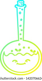 dibujo de línea de gradiente frío de una reacción química de dibujos animados