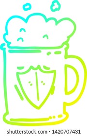 cold gradient line drawing of a cartoon tankard