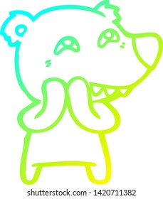 cold gradient line drawing of a cartoon bear showing teeth