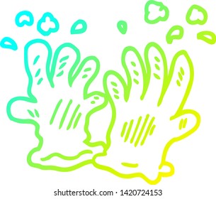dibujo de una línea de degradado frío de guantes de jardín de dibujos animados