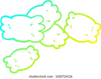 dibujo de línea de gradiente frío de una pasta de dibujos animados