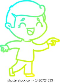 dibujo de una línea de degradado frío de un caricaturista que señala