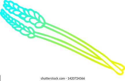dibujo de línea de gradiente frío de un trigo de dibujos animados