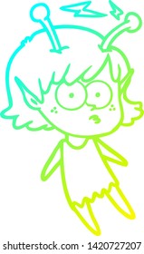dibujo de línea de gradiente frío de una chica alienígena