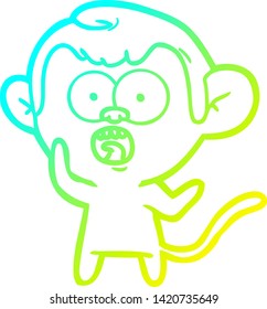 cold gradient line drawing of a cartoon shocked monkey
