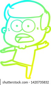 dibujo de una línea de degradado frío de un hombre impactado