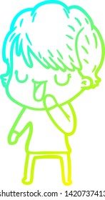 cold gradient line drawing of a cartoon woman talking