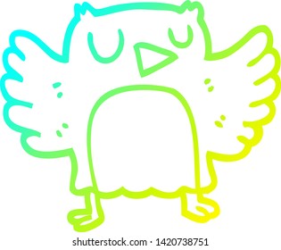 cold gradient line drawing of a cartoon owl