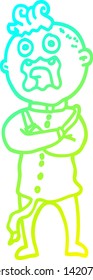 cold gradient line drawing of a cartoon mad man