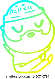 cold gradient line drawing of a cartoon man with beard