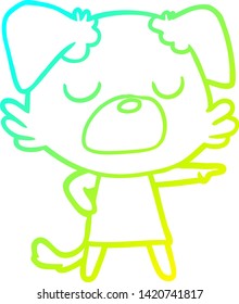 dibujo de línea de degradado frío de un perro de dibujos animados