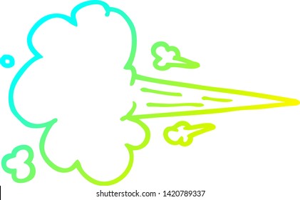 cold gradient line drawing of a cartoon whooshing cloud