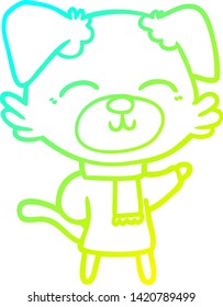 cold gradient line drawing of a cartoon dog