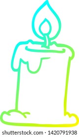 cold gradient line drawing of a cartoon lit candle