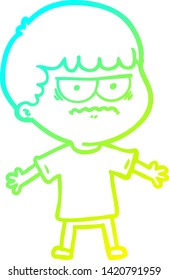 linha de gradiente frio desenho de um desenho animado homem bravo