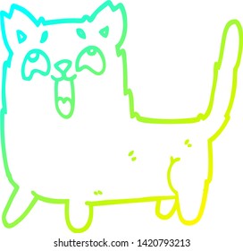 dibujo de línea de gradiente frío de un gato divertido de dibujos animados