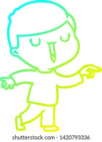 dibujo de línea de gradiente frío de un niño feliz de caricatura