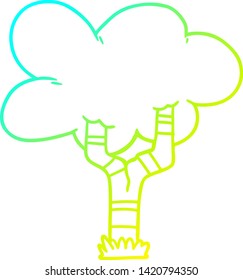 cold gradient line drawing of a cartoon tree