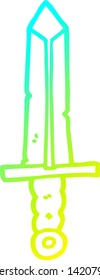 cold gradient line drawing of a cartoon sword