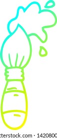 cold gradient line drawing of a cartoon paint brush