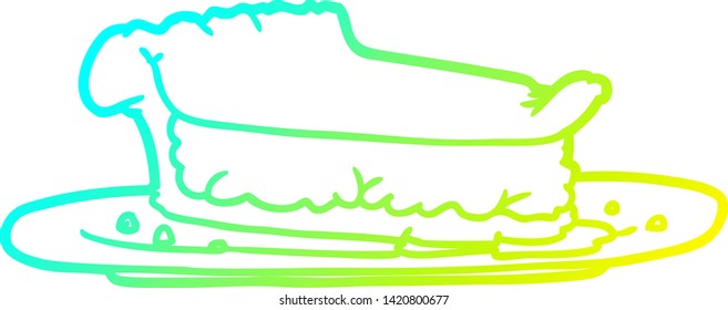 cold gradient line drawing of a Cartoon meat pie