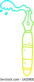 cold gradient line drawing of a cartoon fountain pen