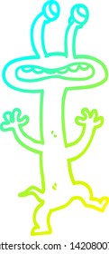 cold gradient line drawing of a cartoon monster
