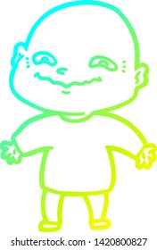 cold gradient line drawing of a cartoon nervous man