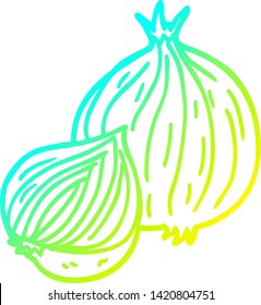cold gradient line drawing of a cartoon onion