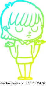 dibujo de línea de gradiente frío de una mujer caricaturista