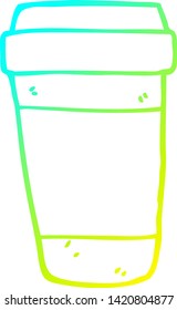 dibujo de línea de gradiente frío de una taza de café de dibujos animados