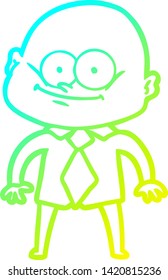 dibujo de línea de degradado frío de un hombre de la caricatura que mira