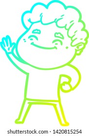 dibujo de línea de degradado frío de un hombre amigo de la caricatura