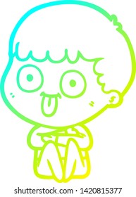 dibujo de línea de gradiente frío de un hombre de dibujos animados mirando