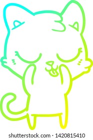 cold gradient line drawing of a cartoon cat