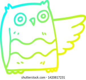 cold gradient line drawing of a cartoon cute owl
