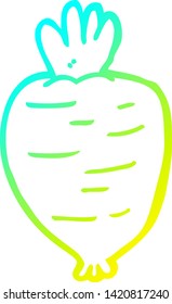 cold gradient line drawing of a cartoon root vegetable
