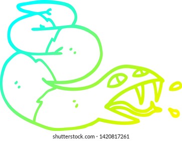 cold gradient line drawing of a cartoon hissing snake