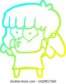 dibujo de una chica sorprendida con gradiente frío