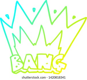 dibujo de línea de degradado frío de un signo de bang de dibujos animados