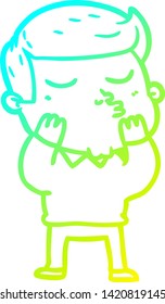 cold gradient line drawing of a cartoon model guy pouting