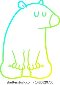 dibujo de línea de degradado frío de un oso de dibujos animados