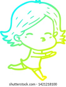 dibujo de línea de gradiente frío de una mujer caricaturista