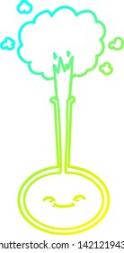 dibujo de línea de gradiente frío de una reacción química de dibujos animados
