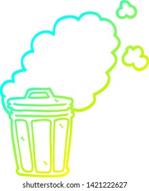 dibujo de línea de degradado frío de una lata de basura inestable de caricatura