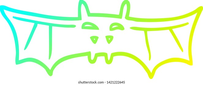 cold gradient line drawing of a cartoon halloween bat