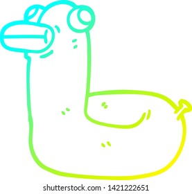 cold gradient line drawing of a cartoon yellow ring duck
